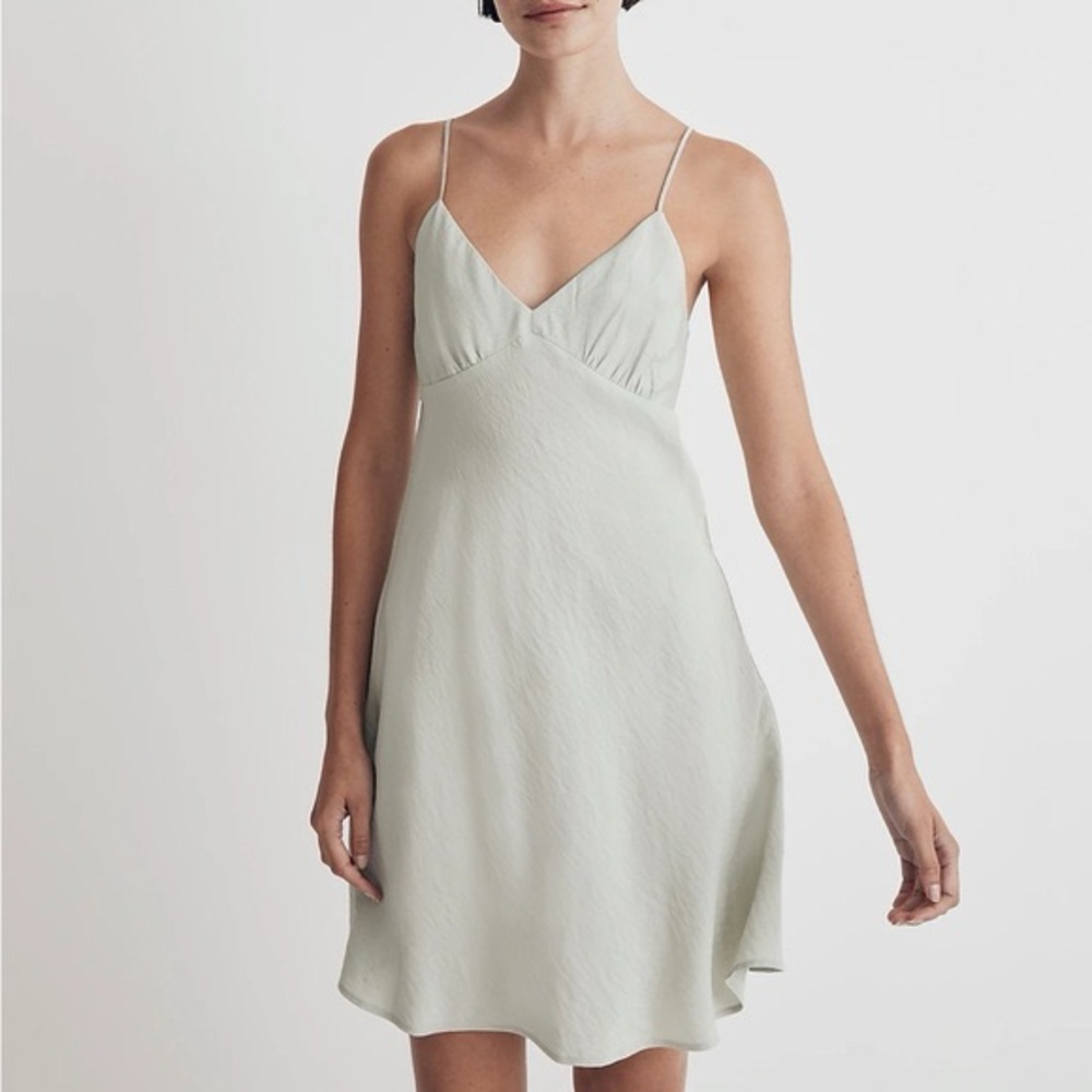 Madewell Layton mini slip dress in sage